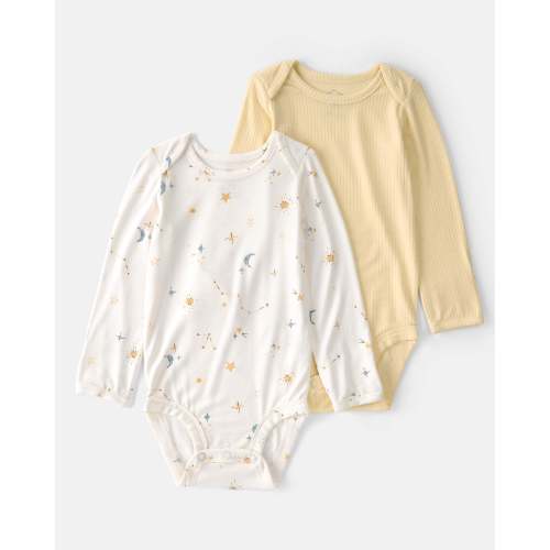 Baby 2-Pack Constellation PurelySoft Bodysuits - Yellow/Cream