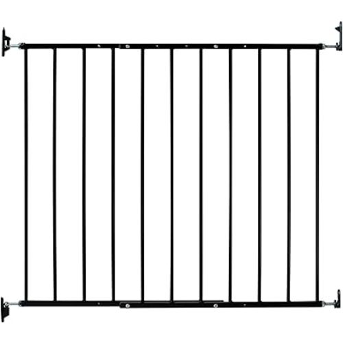 KidCo 24.75-42.5" Safeway Walk Through Baby Gate for Stairs and Doorways | No-Trip Top of Stairs Baby Gate No Bottom Bar | Quick-Release Mounted Hardware for Security and Easy Removal (Black)