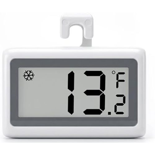 Refrigerator Thermometer Digital, Fridge Freezer Thermometer with Large LCD Display, Magnetic Freezer Temperature Gauge with ℃/℉ Switch for Kitchen, Home, Room