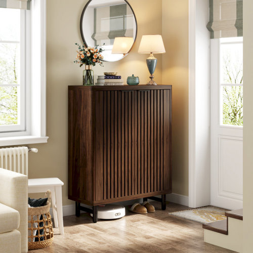 Loon Peak® 24 Pair Shoe Storage Cabinet with 2 Shutter Doors & Reviews | Wayfair