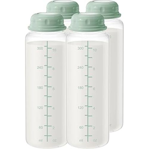 11oz Breastmilk Storage Bottle for Smaller Momcozy Breast Milk Cooler 12oz, Portable Travel Freezer Bottles, Baby Breastfeeding Essential Gift, 4PCS
