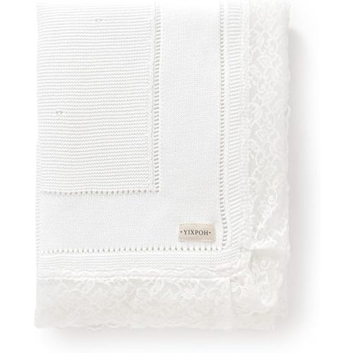 100% Organic Cotton Baby Blanket Knitted Softer Receiving Swaddle Warm Cozy Cuddle Crib Blanket for Newborns Infants Toddlers Boy and Girls Blush Pink