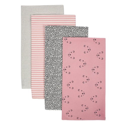 Gerber Baby Girl Organic Flannel Receiving Blankets, 4-Pack - BEAR