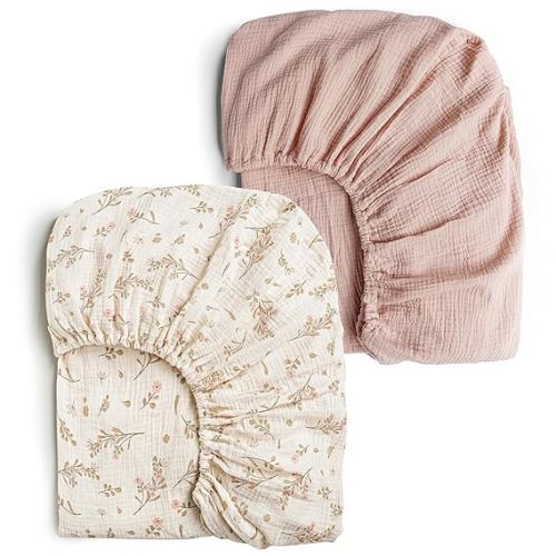 Konssy 2 Pack Muslin Crib Sheets for Standard Crib Mattress, 52" x 28"