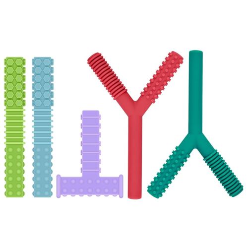 ERKOON Sensory Chew Toys for Autistic Children, 5 Pack Silicone Chewy Tube Oral Motor Tools for Sensory Kids with Autistic, Biting ADHD, SPD, Nursing Teething Toys