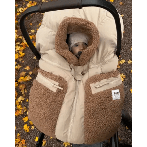 Car Seat Cocoon - Cappuccino Appliqué