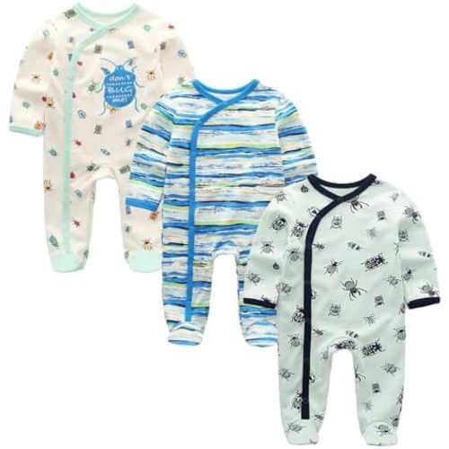 Ecojoy Baby Girls Boys Long Sleeve Printed Bodysuit Infant Foot Jumper Cotton One-Piece Romper 0-12 Months