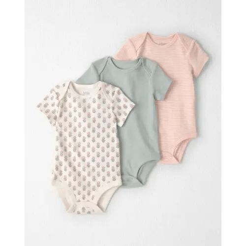 Baby Girl 3-Pack Organic Cotton Bodysuits in Floral Print - Little Planet | Carter's