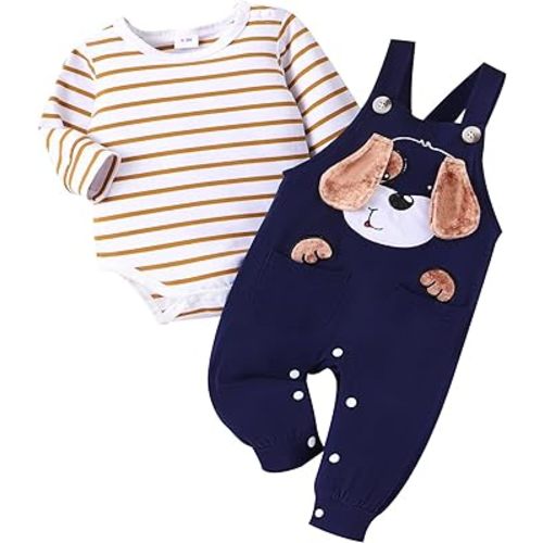 Baby Boy Clothes Newborn Striped Romper Cartoon Overall