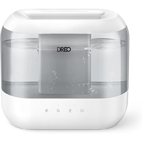Dreo Humidifiers for Bedroom, 4L Top Fill for Large Room, 36H Runtime, 28 dB Quiet Supersized Cool Mist Air Humidifier for Baby Nursery, Plants, Indoor, Night Light, Easy to Clean & Fill, Gray