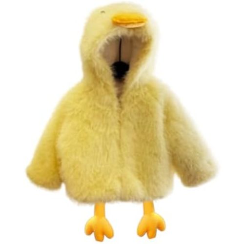 Warm Hooded Coats | Plush Winter Duck Coats, Children's Winter Yellow Duck Plush Sweater Coat, Thickened and Fleece-Lined