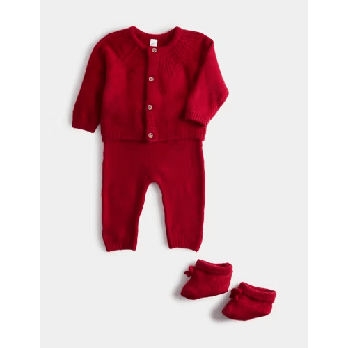 3 Piece Knitted Outfit with Booties (7lbs - 18 Mths)