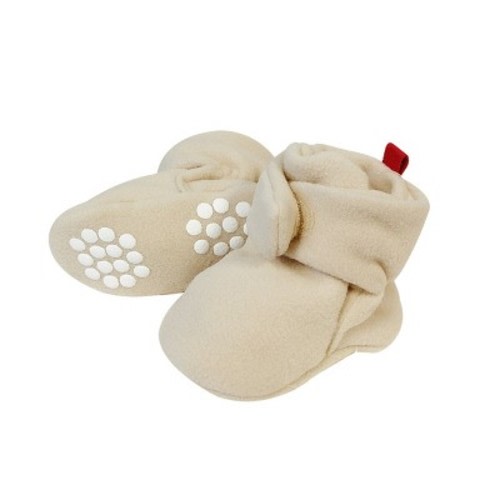 Wrapables Fleece Baby Booties with Anti-Skid Bottoms Beige 0-6 M