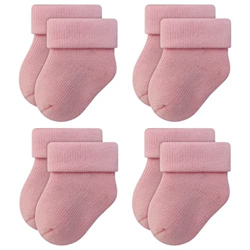 RATIVE Newborn Baby Socks 0-6,6-12 Months Terry Turn Cuff Socks for Boys Girls