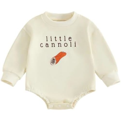 Newborn Baby Boy Girl Bubble Romper Long Sleeve Little Cannoli Bodysuit Oversized Sweatshirt Fall Winter Clothes