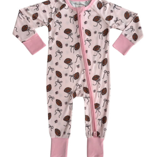 Blush Football Zipper Romper – In My Jammers