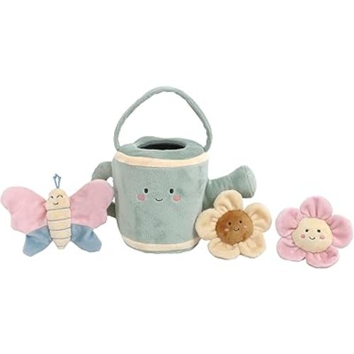 MON AMI Spring Watering Can Plush Play Set – 6 x 10 Inches | 4-Piece Soft Gardening Toy with Rattles, Flowers & Butterfly | Sensory Play Set for Kids of All Ages | Cute Gift Idea