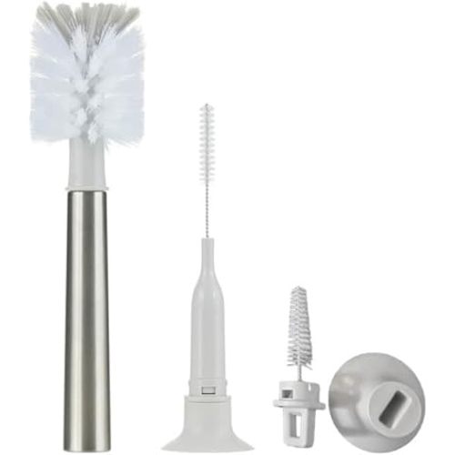 3-in-1 Stainless Bottle Brush for Baby Bottles - Water Bottle Brush Cleaner with Nipple and Straw Brush, Long Bottle Washer, Cup and Tumbler Cleaner Brush. (Pack of 1)