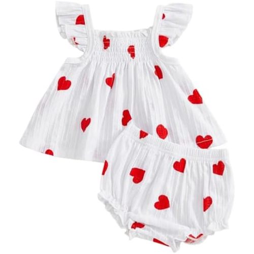 Mubineo Baby Girl Summer Clothes Cute Ruffle Tops Dress Shorts Outfits Set Infant Toddler Shrit Bloomers Princess Outfit
