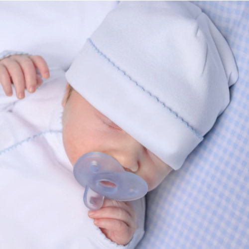 Magnolia Baby Boy Essentials White Hat with Blue Trim