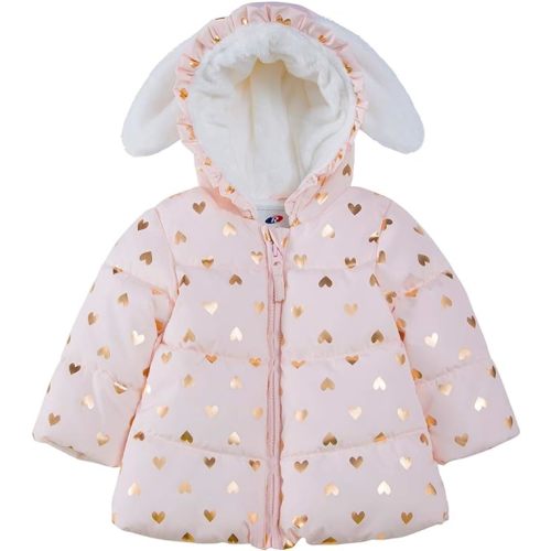 Rokka&Rolla Baby Girls' Water-Resistant Soft Mini Fur Lined Puffer Jacket Winter Coat for Newborn Infant Toddler