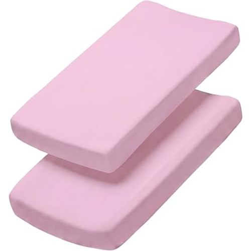 Changing Pad Cover - Pack of 2 Soft Unisex Diaper Change Table Sheets - Fits 32"x16" Contoured Pad - Changing Pad Cover for Baby Boys and Girls - Snug Fit and Machine Washable - Oeko-Tex - Pink Duo