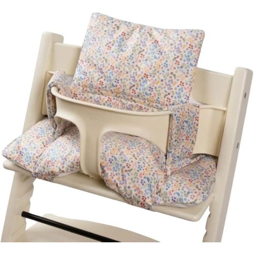 Waterproof Cotton Cushion Set, Stokke Tripp Trapp Compatible, 100% Cotton, Flower Garden, 12.0x16.5 inches, 49.5 Counts