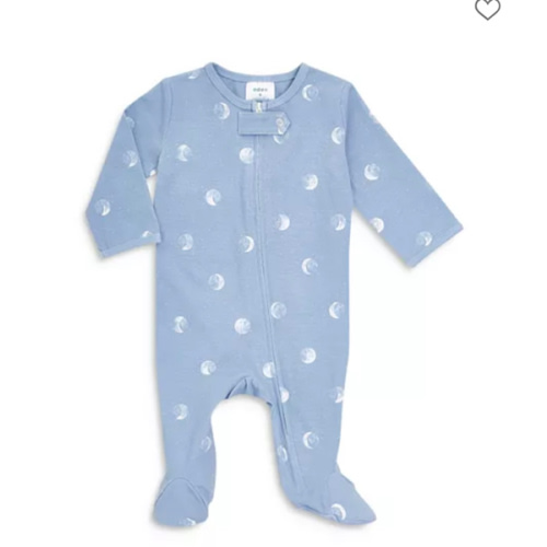 Unisex Moon Print Comfort Zip Front Footie - Baby