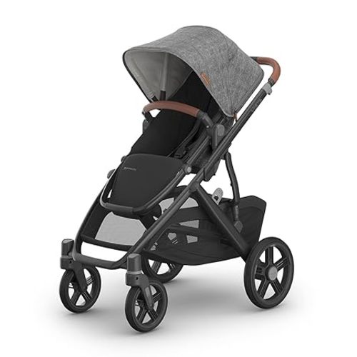 UPPAbaby Vista V3 Convertible Single-to-Double Stroller for Baby & Toddler, 30+ Configurations, Travel System Compatible, All-Wheel Suspension, XL Basket – Greyson (Charcoal Mélange/Carbon Frame)