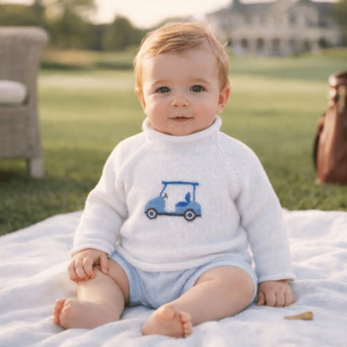 Little Golfer Rollneck Sweater - Light Blue