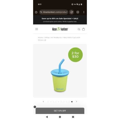 10oz Stainless Steel Kids' Cup with Straw, Sippy Cup | Klean Kanteen