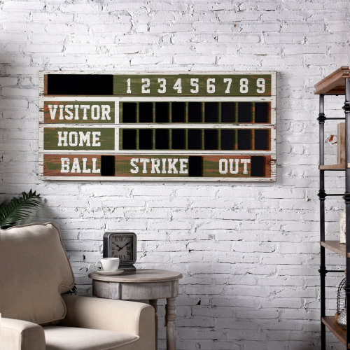 Winston Porter "Wooden Scoreboard" by Winston Porter Distressed Pine Wood Wall-Mounted Graphic Art & Reviews | Wayfair
