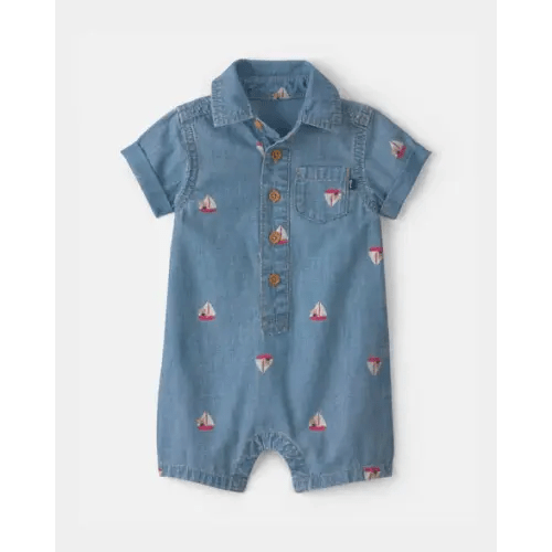 Baby Teddy Bear Sailboat Chambray Romper - Indigo - OshKosh B'gosh | Carter's
