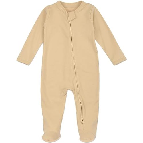 Aablexema Baby Pajamas Organic Cotton Zipper Outfit Newborn Infant One-Piece Footies with Mitten Cuffs