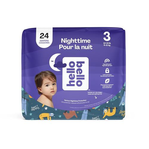 Hello Bello Premium Overnight Baby Diapers Size 3, 24 Count, Unisex, Ultra Absorbent and Soft Disposable Diapers for Babies and Toddlers