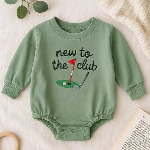 Embroidered New to the Club Onesie, Golf Onesie Golfing Buddy, Pregnancy Announcement Onesies Baby, Custom Natural Onesies, Baby Gifts