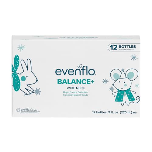 Evenflo Balance+ Wide Neck Baby Bottles, 9 oz, 12 Pack