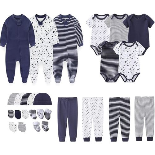 Newborn Layette Gift Set 27-Piece Baby Girl Clothes Bodysuits, Pants Essentials and Accessories 0-12 Months