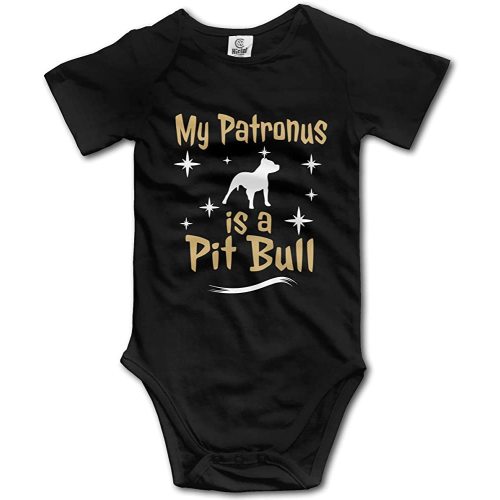 Pengshiliu My Patronus is A Pitbull Dog Baby Climbing Long Sleeve Onesie 0-6 Month Black