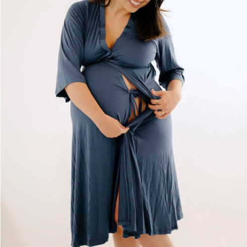 Lila Labor & Postpartum Gown in Midnight Blue