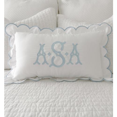 Scallopped Monogrammed Pillow Cover | Monogrammed Lumbar Pillow | Grandmillenial Throw Pillow | Nursery Chair Accent Pillow