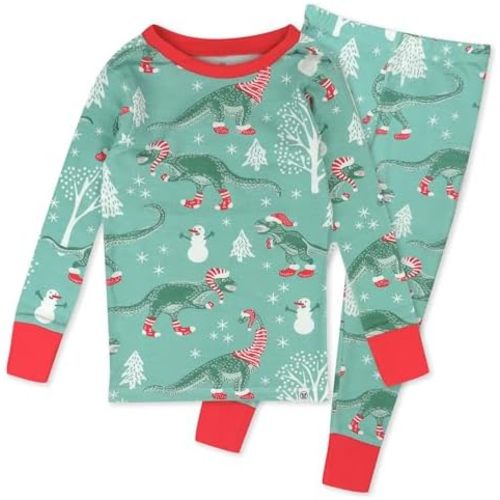 HonestBaby Holiday 2-Piece Pajamas Sleepwear PJs 100% Organic Cotton for Baby, Toddler, Kids