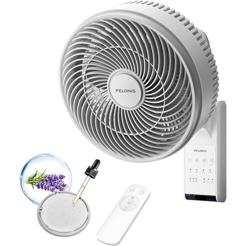 PELONIS 9 inch Wall Mount Fan with Remote Control, Osicllating Fan with 26ft Powerful Airflow, 3 Speed & 3 Modes, Auto 90° Horizontal & 68° Vertical Tilt, Indoor, 36dB, Ideal for Home, Garage, Gym