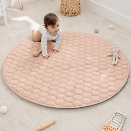 Premium Play Mat - Soft and Comfortable Kids & Toddler Play Mat with Non-Slip Bottom By Comfy Cubs - Blush, Round 48"
