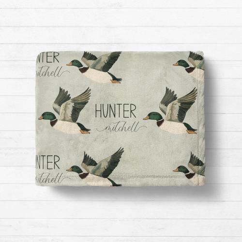 Personalized Mallard Duck Blanket, Custom Minky or Sherpa