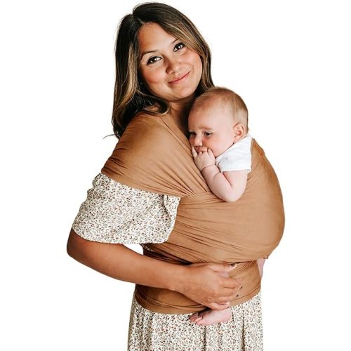 Tuck and Bundle Baby Wrap Carrier for Newborns, Infant Carrier for Babywearing, 8-35 lb Lightweight Soft Tencel Modal Baby Wraps, Baby Essentials, Best for Baby Shower, 0-18 Months Old - Sandstone