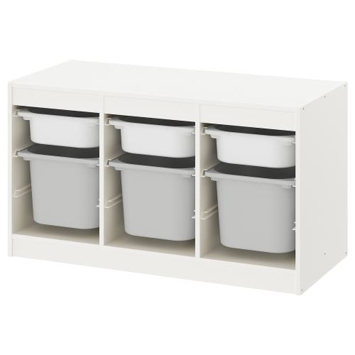 TROFAST Storage combination with boxes - white/gray 39x17 3/8x22 "