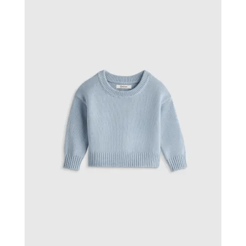 100% Organic Cotton Crewneck Sweater in Sky Blue