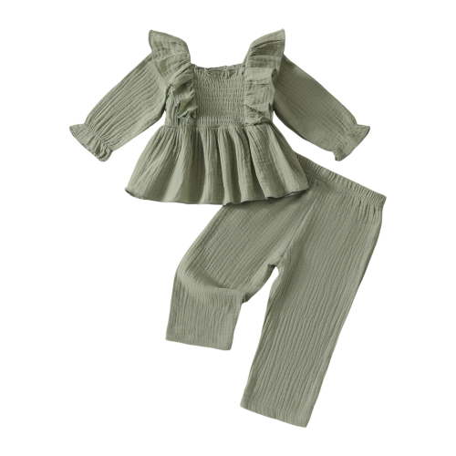LYCAQL Girls Winter Clothes Toddler Girl Clothes Printed Sweatshirt Pants Fall Outfits Set (Green,9-12 Months)
