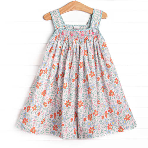 Petite Posies Smocked Dress, Pink – Stitchy Fish
